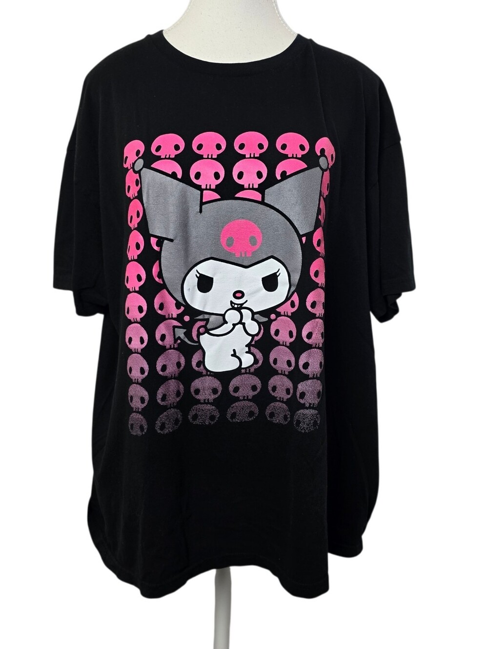 Sanrio Kuromi Skulls Black Graphic T-Shirt Women's Unisex Size XL Gothic Y2K
